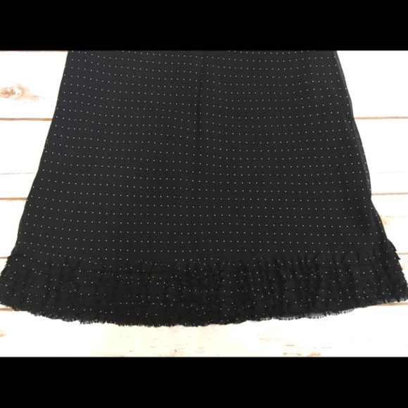 Black and white polka dot ruffle hem chiffon skirt - Picture 5 of 7